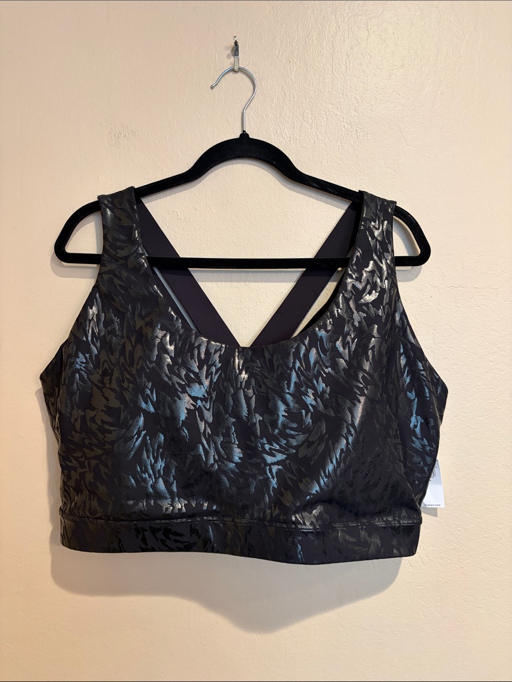 Old Navy Black Shimmery Racer Back Active Pullover Bra, Size 3XL, NWT